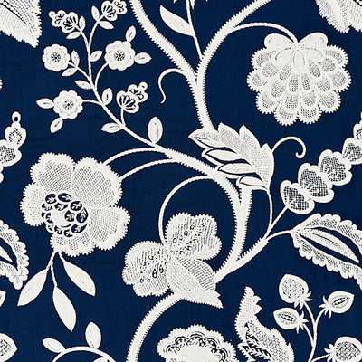 SCALAMANDRE FABRICS-SC 000527151-KENSINGTON EMBROIDERY-NAVY