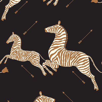SCALAMANDRE WALLCOVERING-SC 0005WP81388M-ZEBRAS - WALLPAPER-BLACK