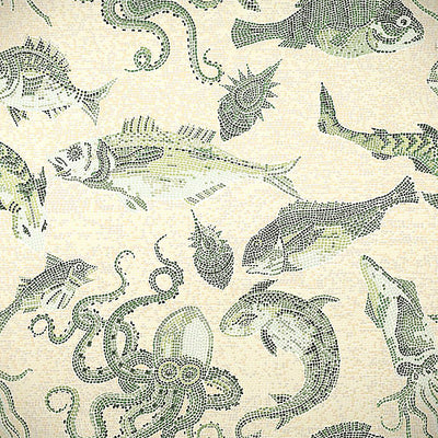 SCALAMANDRE WALLCOVERING-SC 0005WP81545-MIKONOS-GREEN & EGGSHELL
