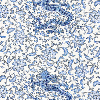 SCALAMANDRE FABRICS-SC 000716558-CHI'EN DRAGON LINEN PRINT-HYACINTH BLUE