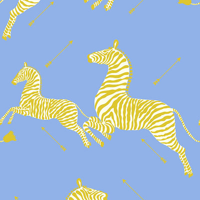 SCALAMANDRE WALLCOVERING-SC 0007WP81388MV-ZEBRAS - VINYL-PERIWINKLE