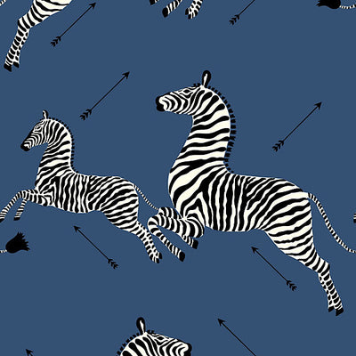 SCALAMANDRE WALLCOVERING-SC 0008WP81388M-ZEBRAS - WALLPAPER-DENIM