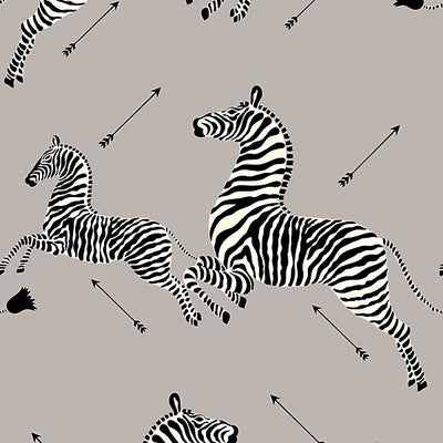 SCALAMANDRE WALLCOVERING-SC 0010WP81388M-ZEBRAS - WALLPAPER-SILVER