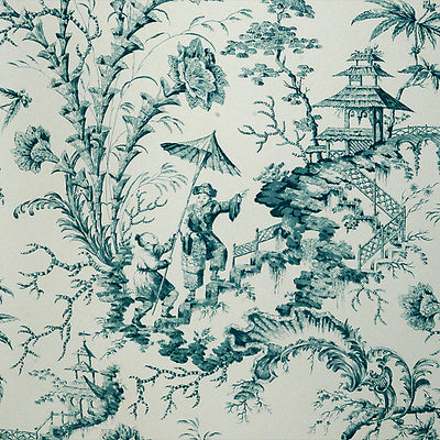 SCALAMANDRE WALLCOVERING-SC 0010WP81561-PILLEMENT TOILE-AQUA