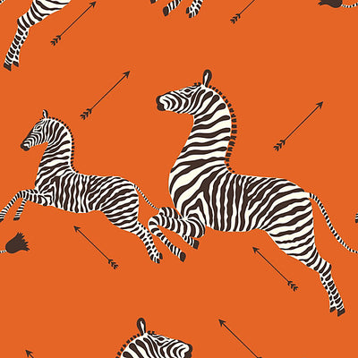 SCALAMANDRE WALLCOVERING-SC 0012WP81388M-ZEBRAS - WALLPAPER-ORANGE