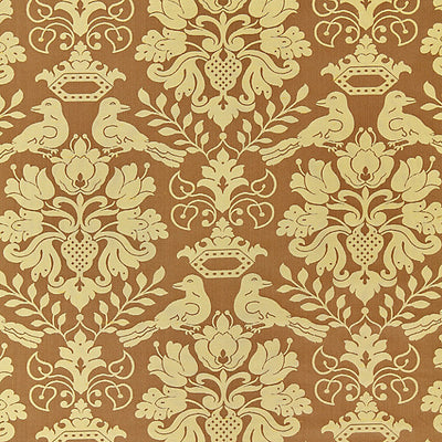 SCALAMANDRE FABRICS-SC 00131098MM-LOVE BIRD-CHOCOLATE & GOLD
