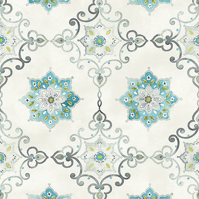 SCALAMANDRE WALLCOVERING-WMAMF020813-ISOLDE-BLUE,SILVER