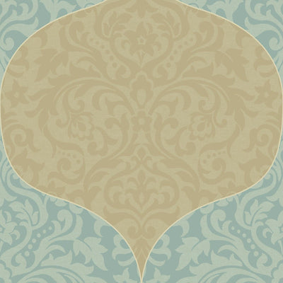 SCALAMANDRE WALLCOVERING-WMAMF040612-POWER-TURQUOISE,GOLD