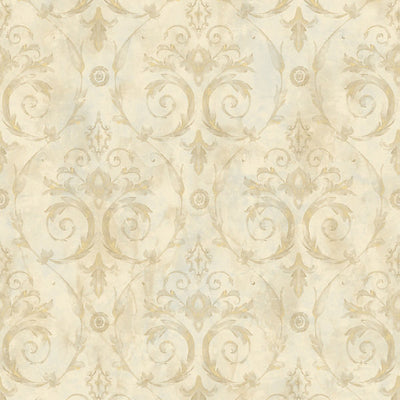 SCALAMANDRE WALLCOVERING-WMAMF060507-CASIMIR-GOLD,GREY