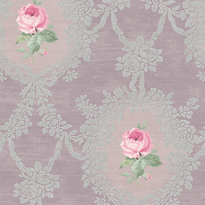 Scalamandre Wallcovering - WMAMF090202 - CAMEO ROSE - VIOLET SILVER