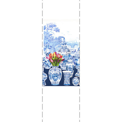 NICOLETTE MAYER WALLCOVERING-WNM0002GSTL-GARNITURE SCENIC - TULIPS-BLUE - LEFT PANEL