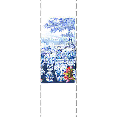 NICOLETTE MAYER WALLCOVERING-WNM0002GSTR-GARNITURE SCENIC - TULIPS-BLUE - RIGHT PANEL