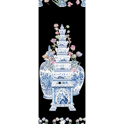NICOLETTE MAYER WALLCOVERING-WNM0002TULI-TULIPIERE FLOWERS - PANEL-BLACK