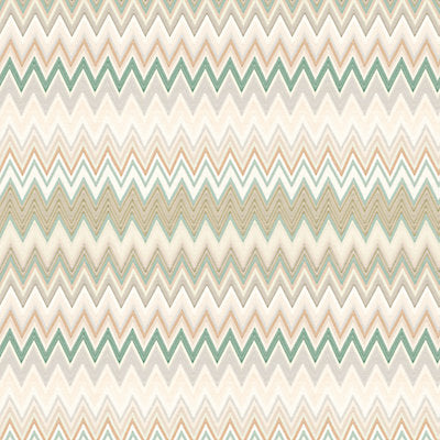 Missoni Home Wallcovering - WRK0065ZIGZ - ZIG ZAGS - TEAL BISQUE