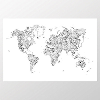 Sandberg Wallcovering - WSB00090630 - WORLD MAP - BLACK