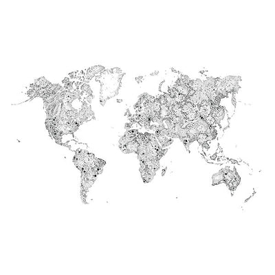 SANDBERG WALLCOVERING-WSB00090630-WORLD MAP - MURAL-BLACK