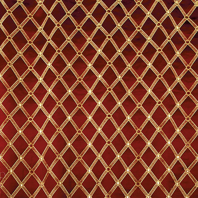 OLD WORLD WEAVERS FABRICS-ZA 2128REAL-REALE DIAMOND-CHERRY GOLD