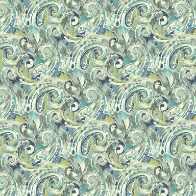 KASMIR FABRICS-ABSTRACT PAISLEY - BLUE LAGOON