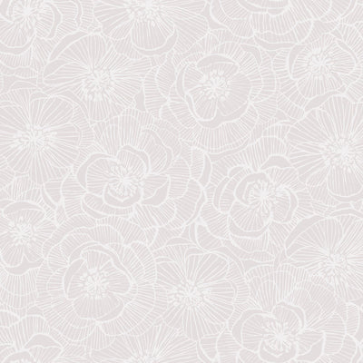 SEABROOK WALLPAPER-GRAPHIC FLORAL-METALLIC CHAMPAGNE AND OFF-WHITE-AW71001