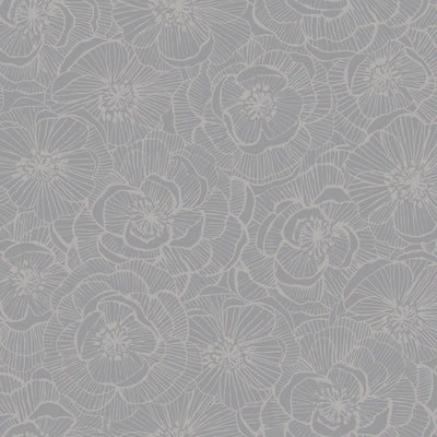 SEABROOK WALLPAPER-GRAPHIC FLORAL-METALLIC SILVER-AW71010