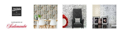 Jean Paul Gaultier Wallcovering, a selection of wallpaper such as textures, botanicals, silk, linen & floral designs.
