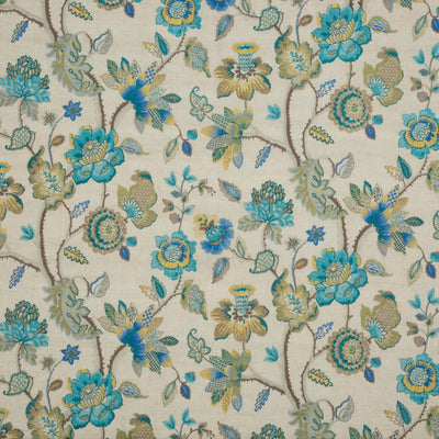 G P & J BAKER FABRICS - DRYDEN - TEAL/GILT