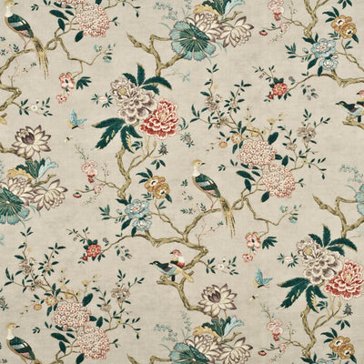G P & J BAKER FABRICS - ORIENTAL BIRD - ROSE/GREY