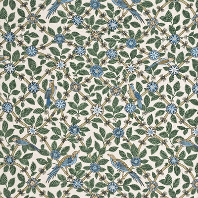 G P & J BAKER FABRICS - BAMBOO BIRD - AQUA/TEAL