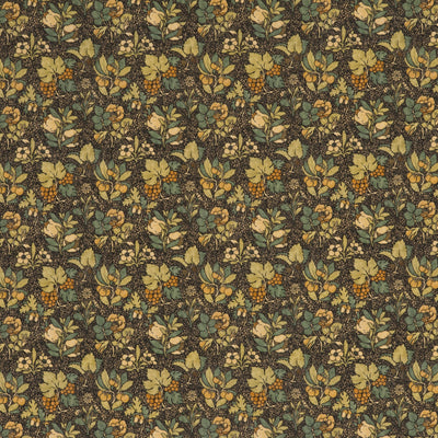 G P & J BAKER FABRICS - MEADOW FRUIT - CHARCOAL/GREEN