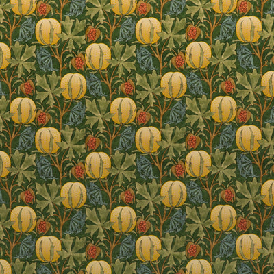 G P & J BAKER FABRICS - PUMPKINS VELVET - GREEN/TERRACOTTA
