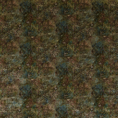 G P & J BAKER FABRICS - PERSIAN GARDEN VELVET - TEAL/SPICE