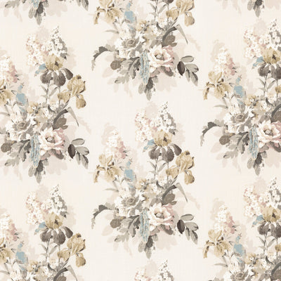 G P & J BAKER FABRICS - BIRD & IRIS - IVORY/MOLE
