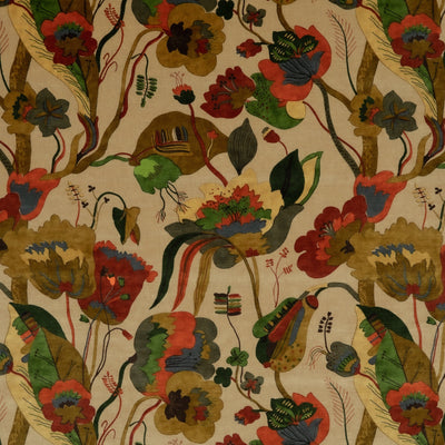 G P & J BAKER FABRICS - CALIFORNIA VELVET - RED/CREAM