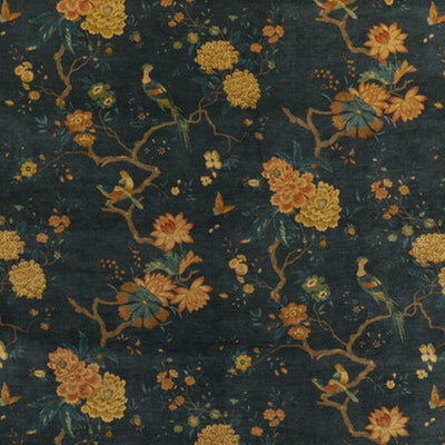 G P & J BAKER FABRICS - ORIENTAL BIRD VELVET - TEAL