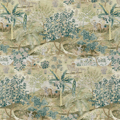 G P & J BAKER FABRICS - RAMAYANA - GREEN/MOLE