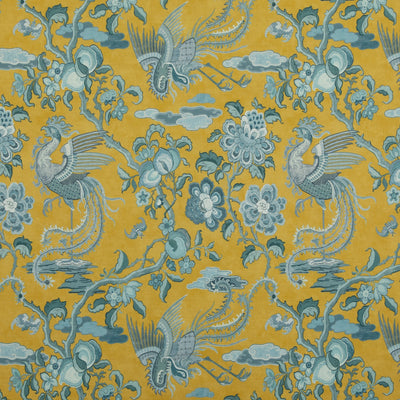 G P & J BAKER FABRICS - CHIFU - OCHRE/BLUE