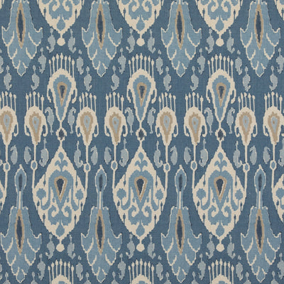 G P & J BAKER FABRICS - IKAT BOKHARA - BLUE