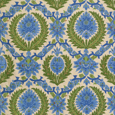 BRUNSCHWIG & FILS - ZENOBIA LINEN PRINT - CANTON BLUE/GREEN