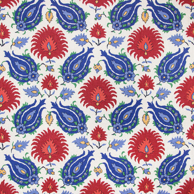 BRUNSCHWIG & FILS - KASHMIRI LINEN PRINT - BLUE/RED