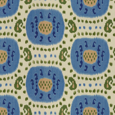 BRUNSCHWIG & FILS - SAMARKAND COTTON AND LINEN PRINT - CANTON BLUE/GREEN