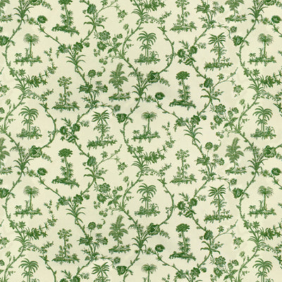 BRUNSCHWIG & FILS - WEST INDIES TOILE COTTON PRINT - GREEN ON WHITE