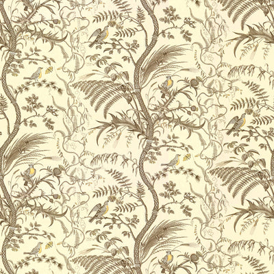 BRUNSCHWIG & FILS - BIRD AND THISTLE COTTON PRINT - GRAY