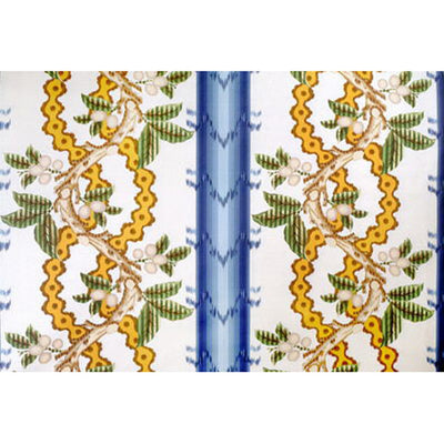 BRUNSCHWIG & FILS - JOSSELIN COTTON AND LINEN PRINT - LAGOON AND OCHRE