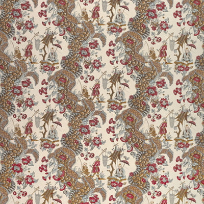 BRUNSCHWIG & FILS - LES PECHEURS COTTON PRINT C - RIMSON WITH BLUE