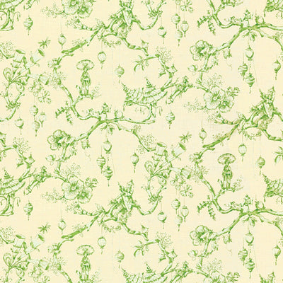 BRUNSCHWIG & FILS - FESTIVAL OF LANTERNS LINEN PRINT - GREEN