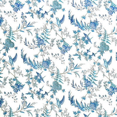 BRUNSCHWIG & FILS - EDITH S REVERIE COTTON PRINT - CAMAIEU BLUE
