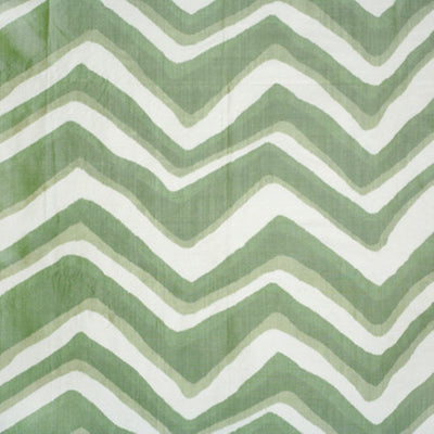 BRUNSCHWIG & FILS - CHEVRON BAR SILK WARP PRINT - LEAF
