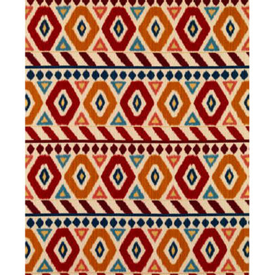BRUNSCHWIG & FILS - UZBEK LINEN AND COTTON PRINT - RED/GOLD/BLUE