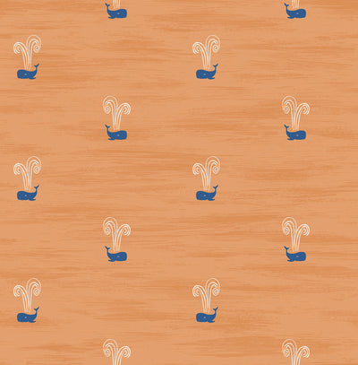 SEABROOK WALLPAPER-TINY WHALES-ORANGE AND NAVY-DA60312