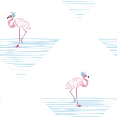 SEABROOK WALLPAPER-DANCING FLAMINGO-FUCHSIA AND SKY BLUE-DA61702